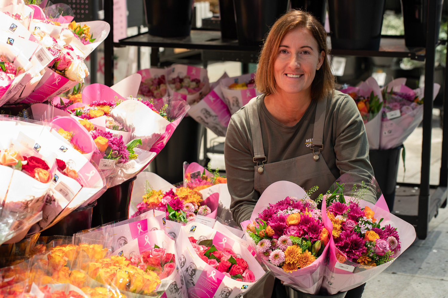 Rosa sl&oslash;yfe-buketten